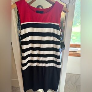Red & Black White Stripe Ronni Nicole Dress NWT Sheath 6